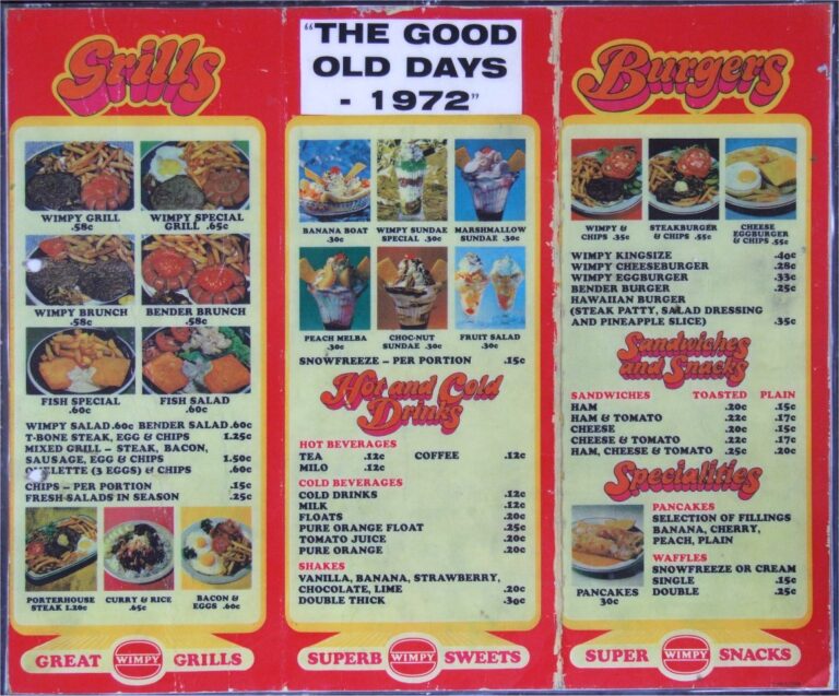 2 Wimpy Menus from the Good Old Days
