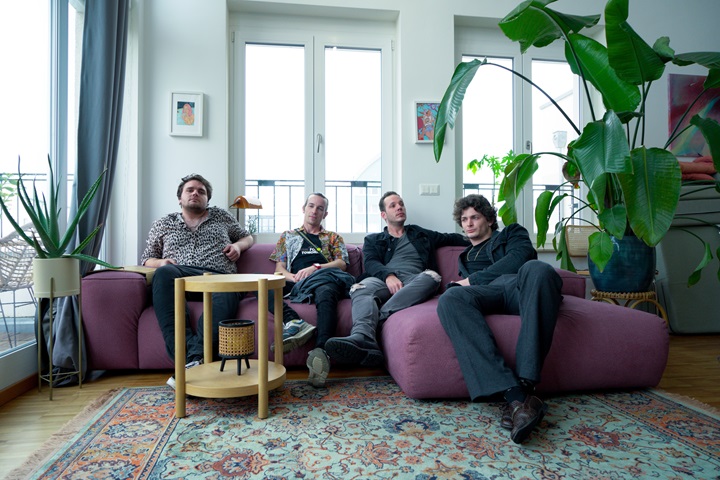 Keanan Eksteen Berlin apartment with band- Photo by Jeremy Farber